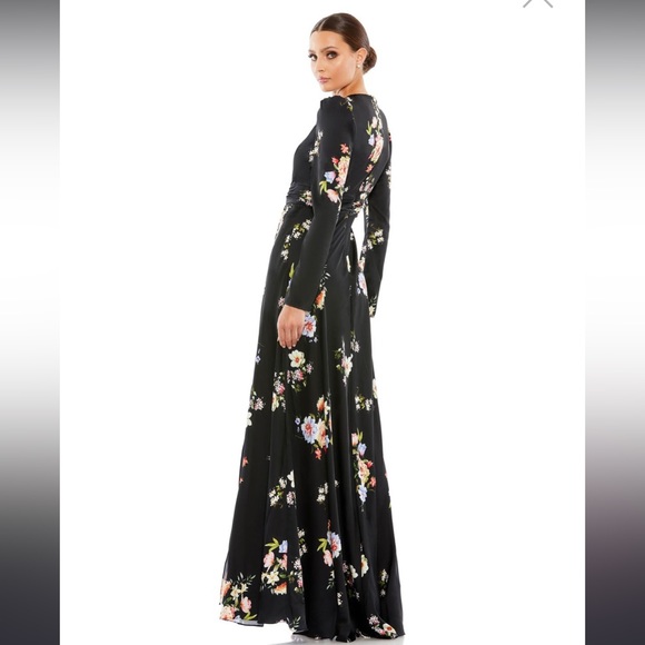 Ieena for Mac Duggal Floral Empire Waist Jewel Neck - Picture 6 of 8